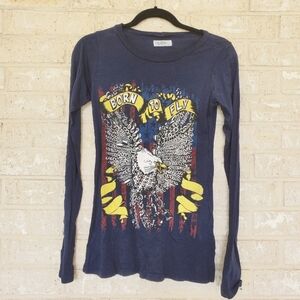 Lauren Moshi 'BORN TO FLY' Graphic Long Sleeved T Shirt, Size XSMALL, NWOT